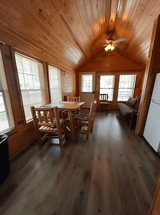 Cozy cabin with wooden furniture