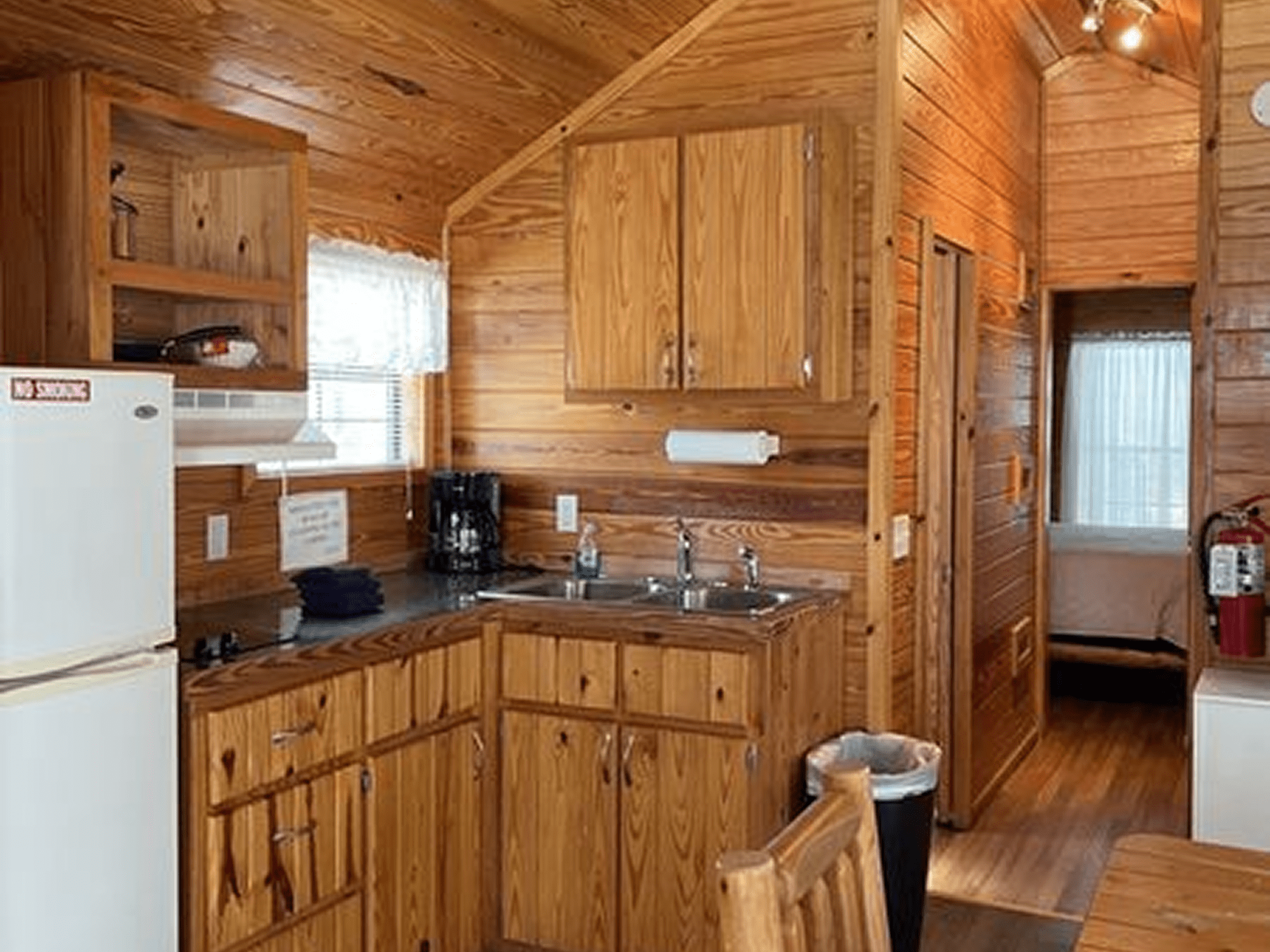 Small cabin kitchen with basic amenities