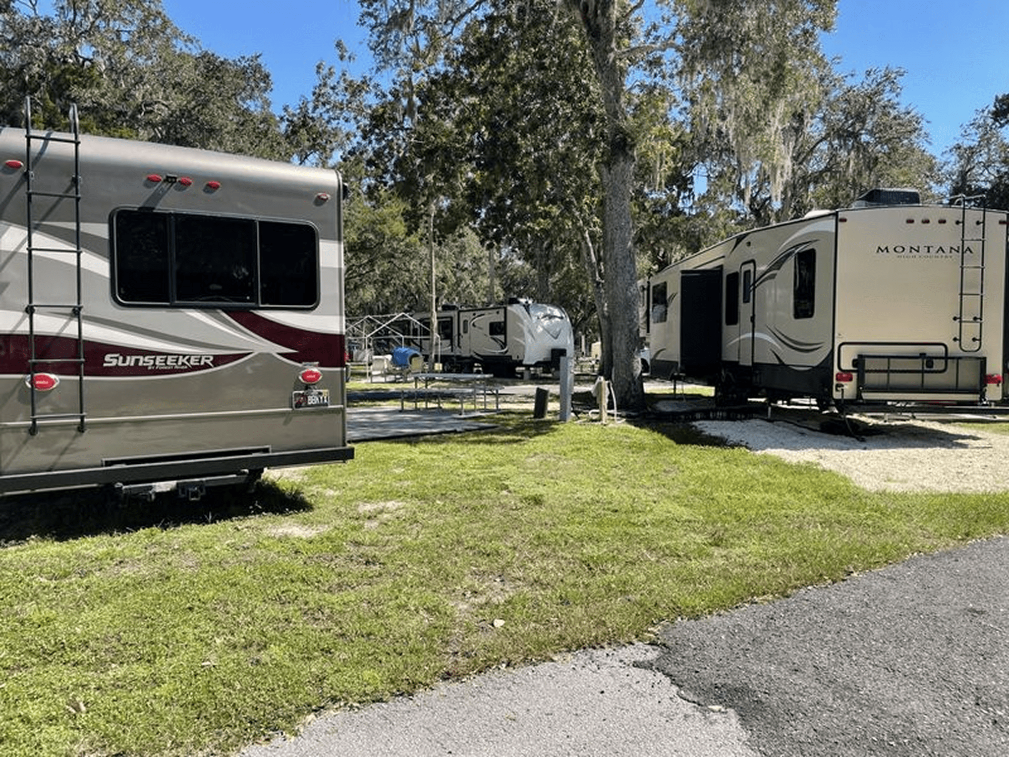 Campground with multiple recreational vehicles