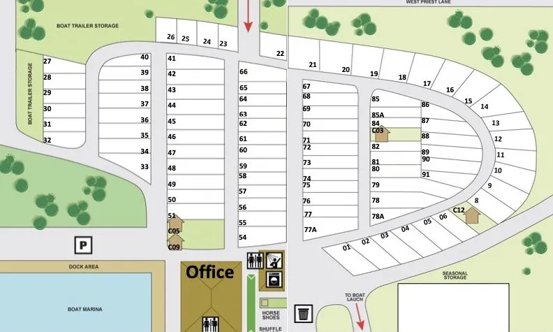 Detailed map of a campground layout