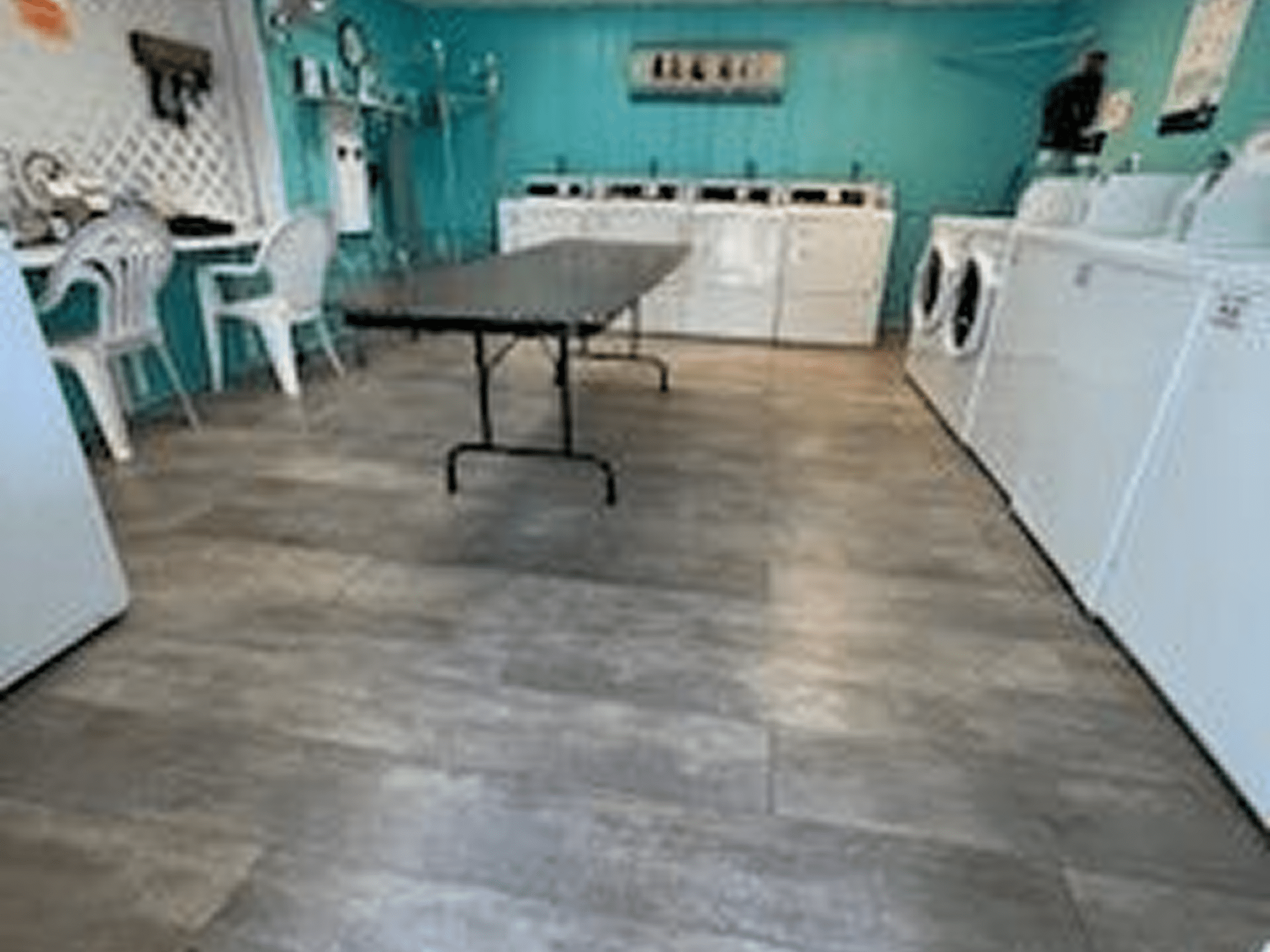 Washing machines in a clean laundromat